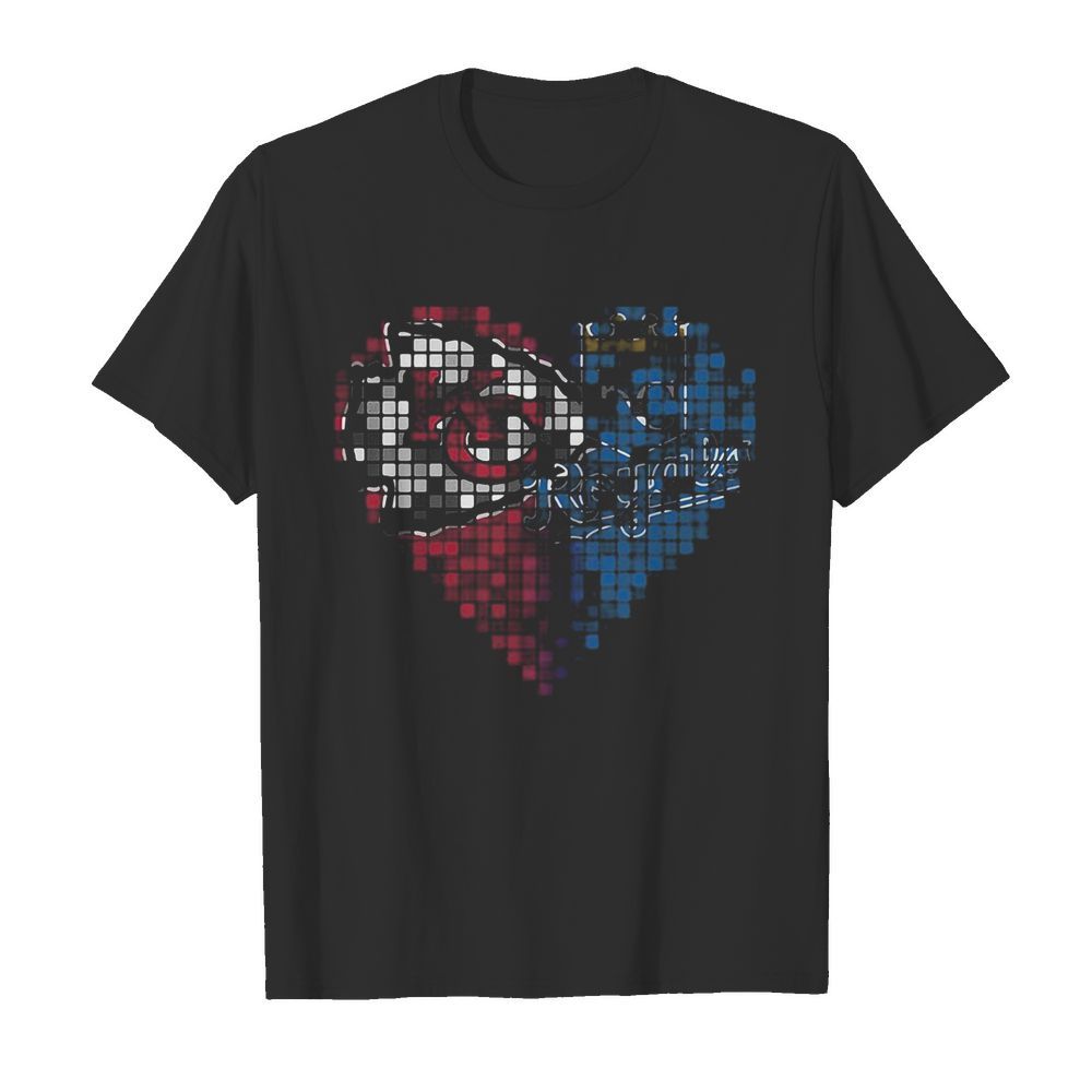 Kansas city chiefs and kansas city royals heart puzzle shirt