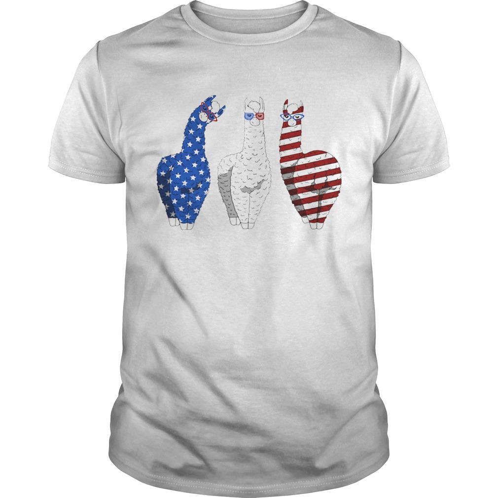 Llama American Flag Veteran Independence Day shirt