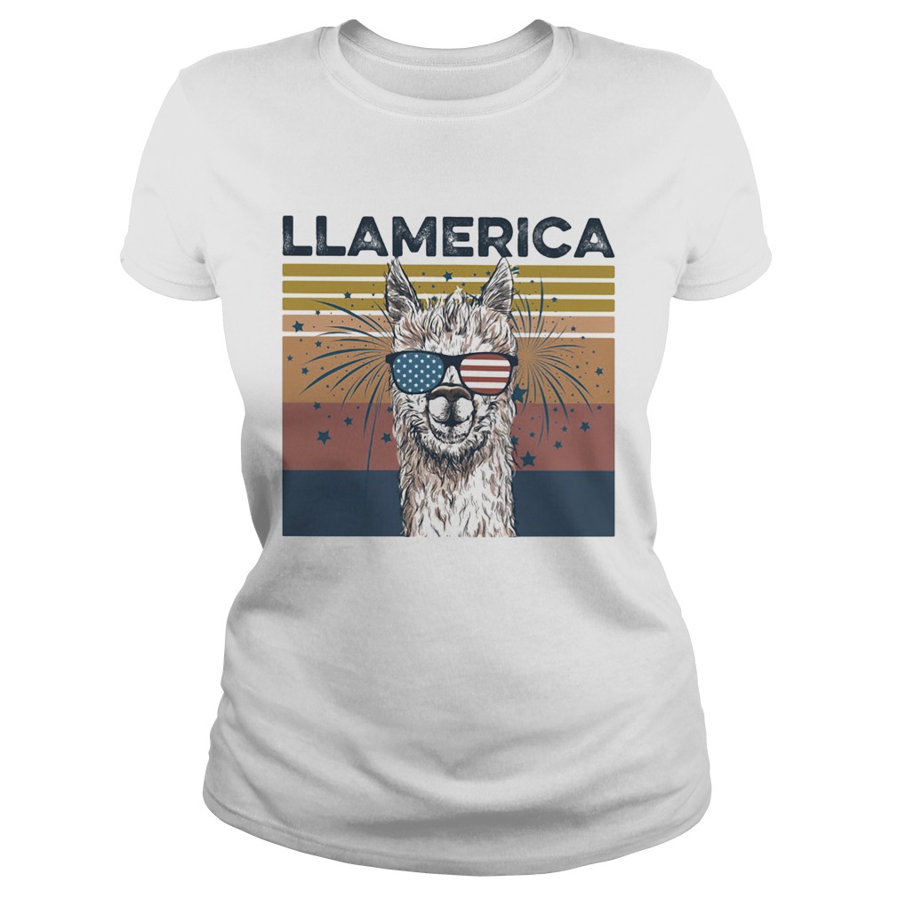 Llamerica American flag veteran Independence Day vintage  Classic Ladies