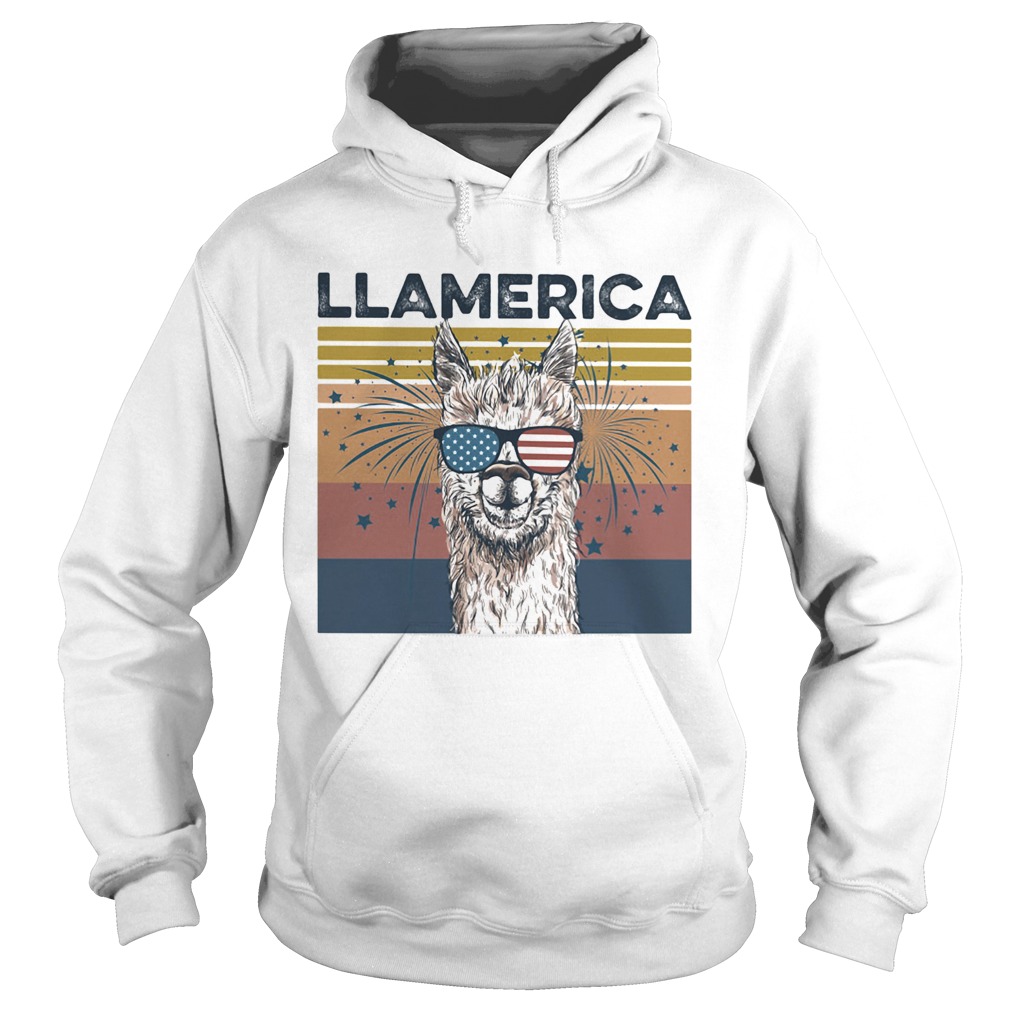 Llamerica American flag veteran Independence Day vintage  Hoodie