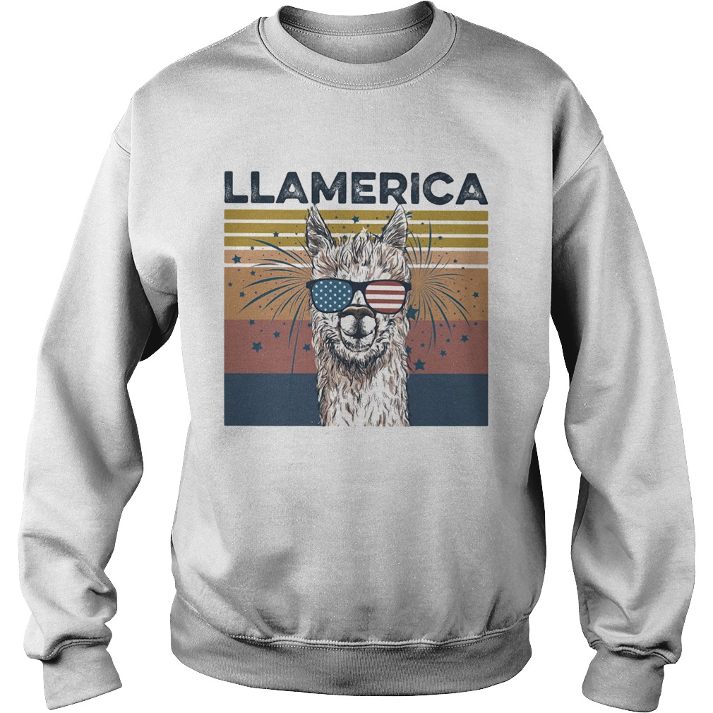 Llamerica American flag veteran Independence Day vintage  Sweatshirt