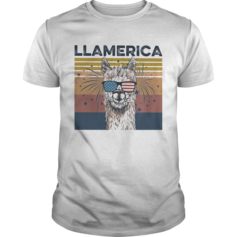 Llamerica American flag veteran Independence Day vintage  Unisex