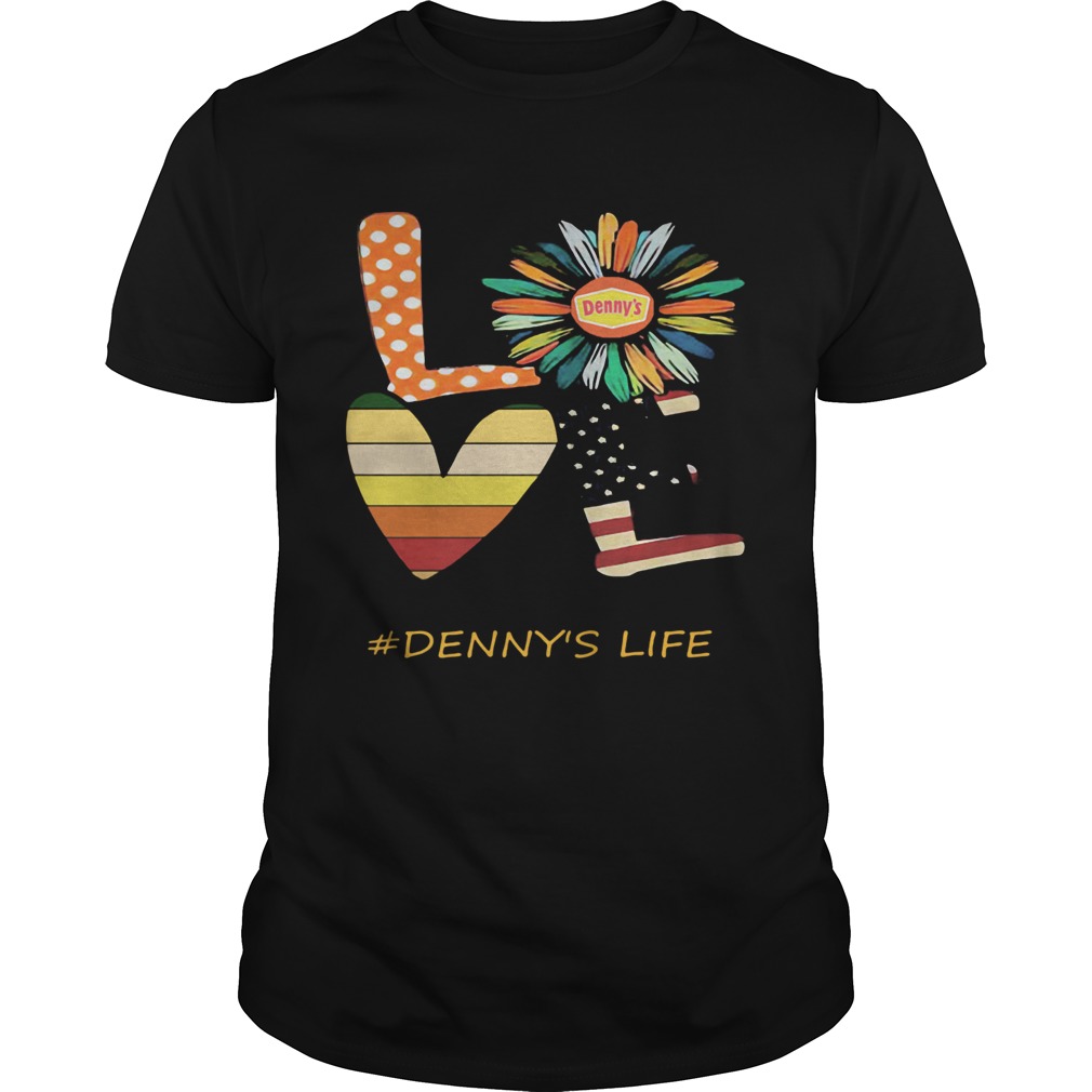 Love dennys life flower american flag vintage shirt