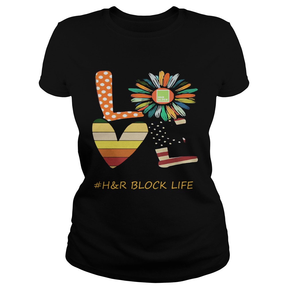 Love hr block life flower american flag vintage  Classic Ladies