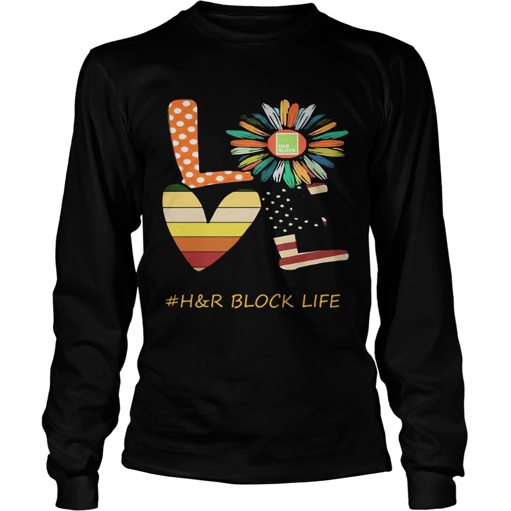 Love hr block life flower american flag vintage  Long Sleeve