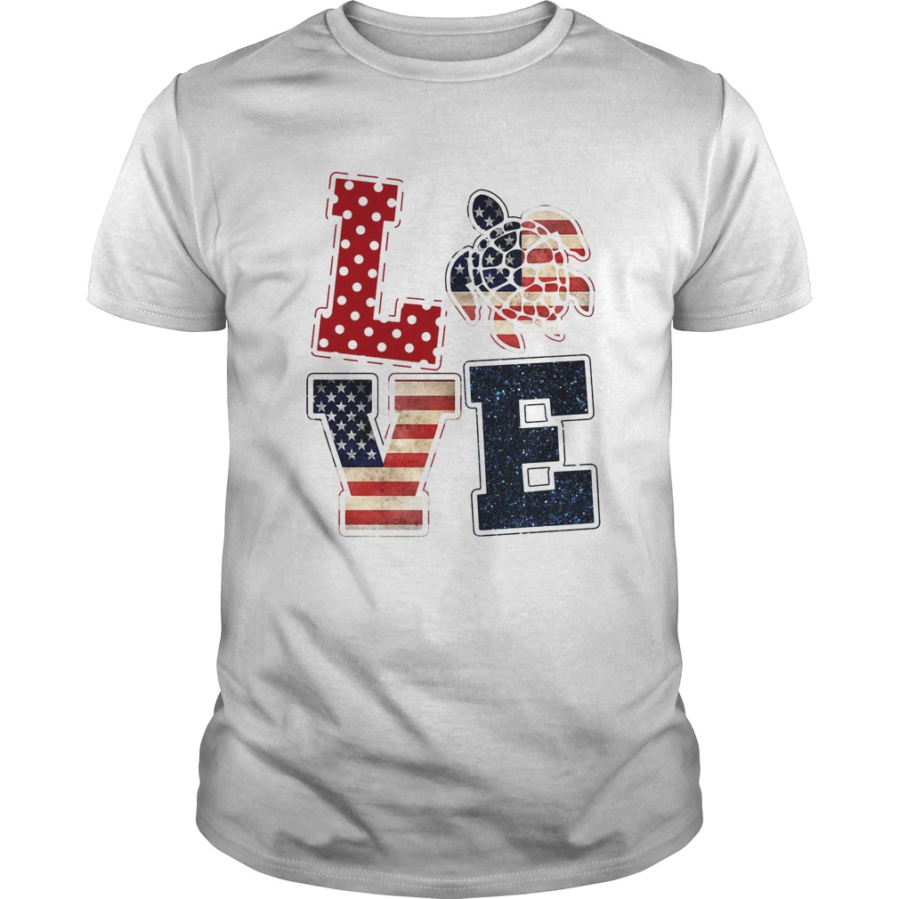 Love turtle American flag veteran Independence Day  Unisex