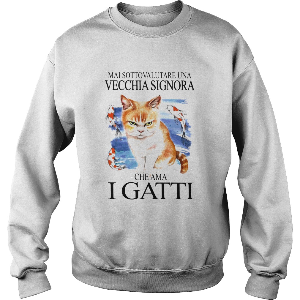 Mai Sottovalutare Una Vecchia Signora Ghe Ama I Gatti  Sweatshirt