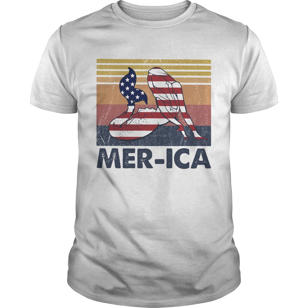 Mermaid MerIca American flag veteran Independence Day vintage shirt