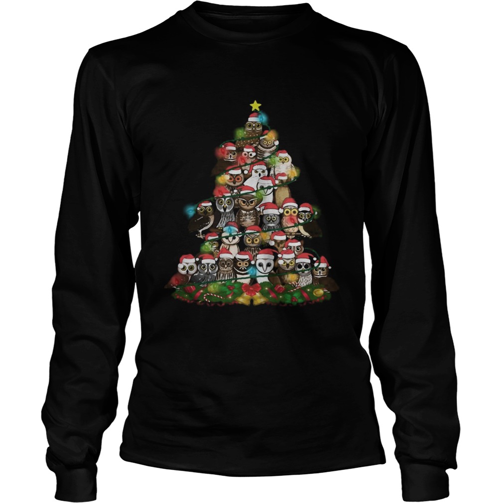 Merry And Bright Owl Christmas Tree  Long Sleeve