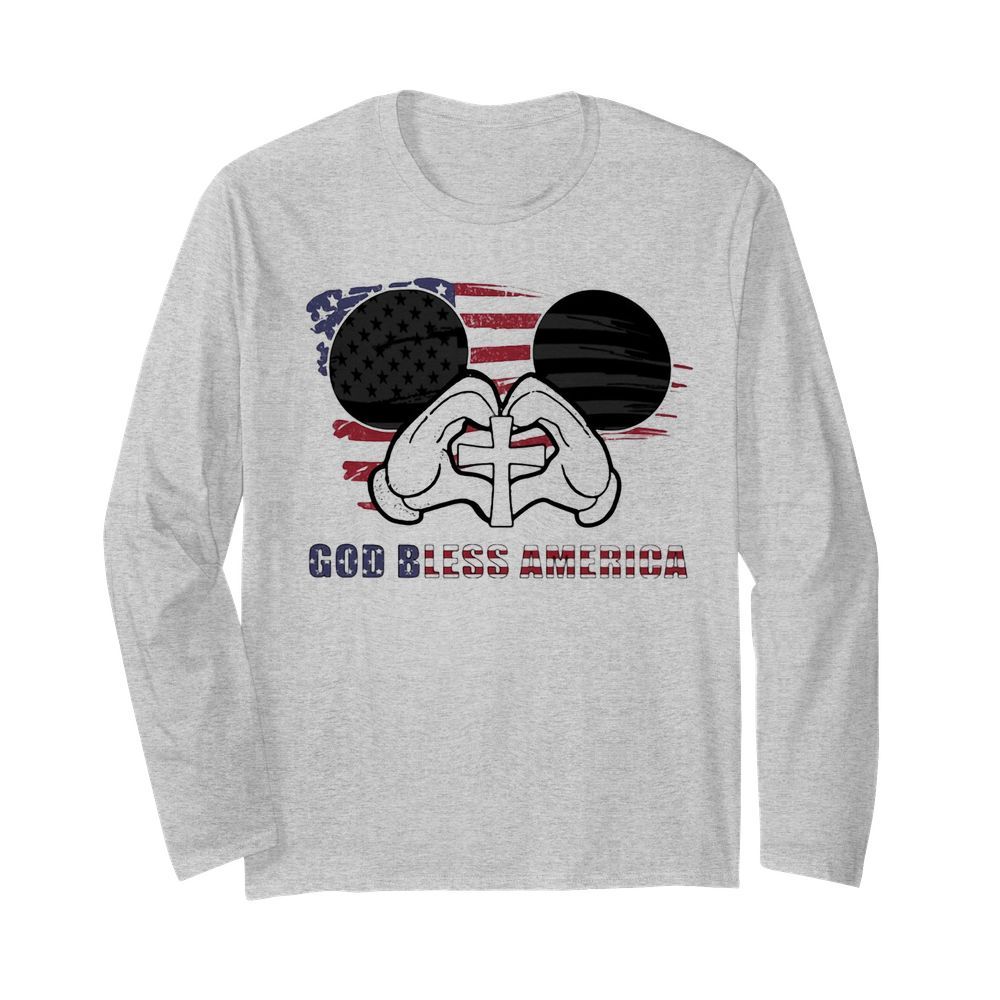 Mickey mouse god bless america flag independence day  Long Sleeved T-shirt 