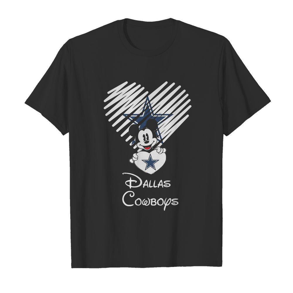 Mickey mouse hug heart dallas cowboys logo shirt