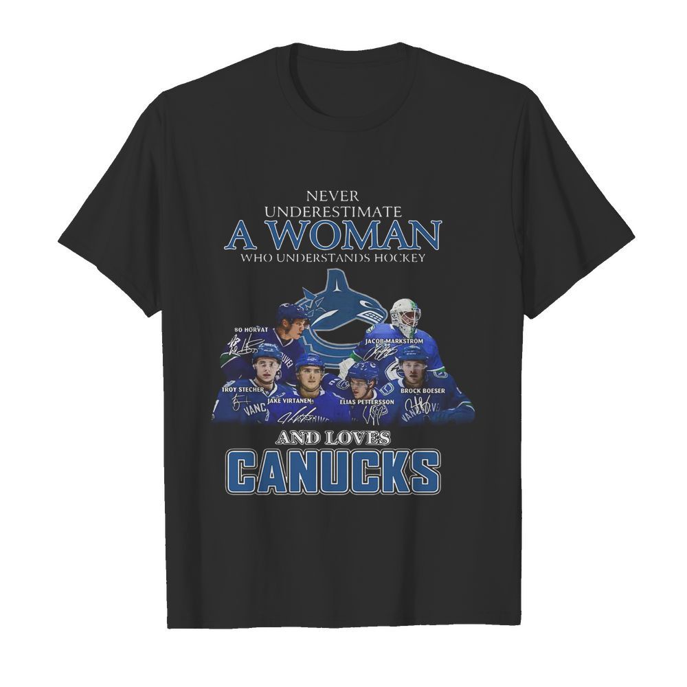 Never Underestimate A Woman Who Understands Hockey And Loves Canucks shirt