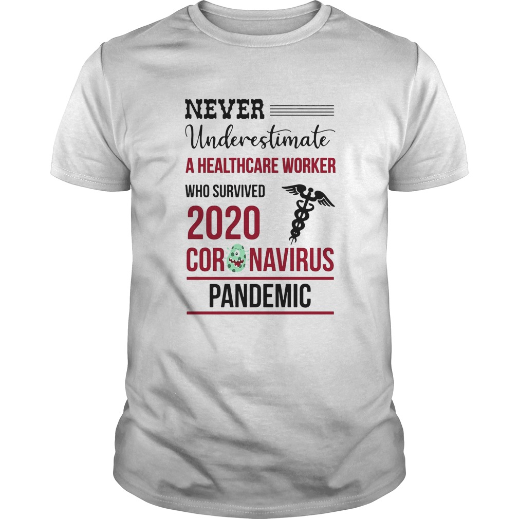 Never underestimate a healthcare worker who survived 2020 coronavirus pandemic shirt