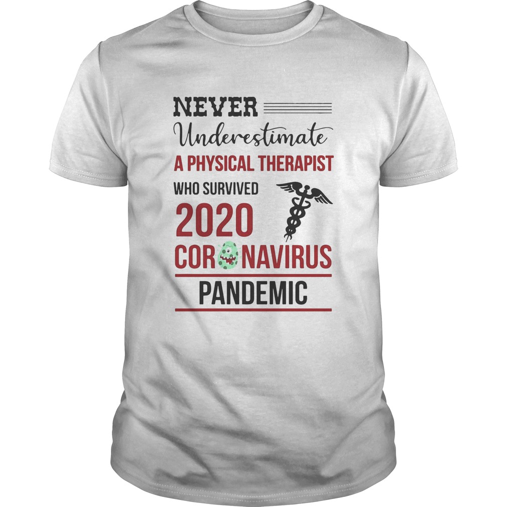 Never underestimate a physical therapist who survived 2020 coronavirus pandemic shirt