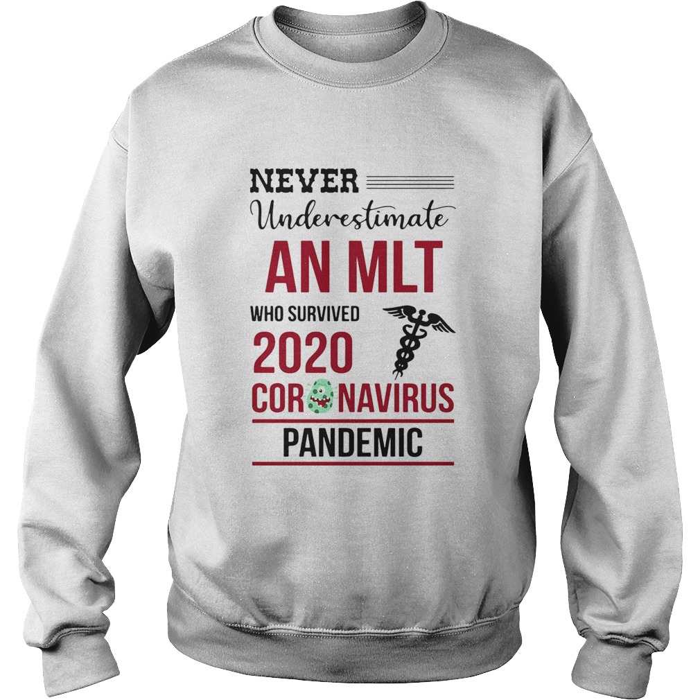 Never underestimate an MLT who survived 2020 coronavirus pandemic  Sweatshirt