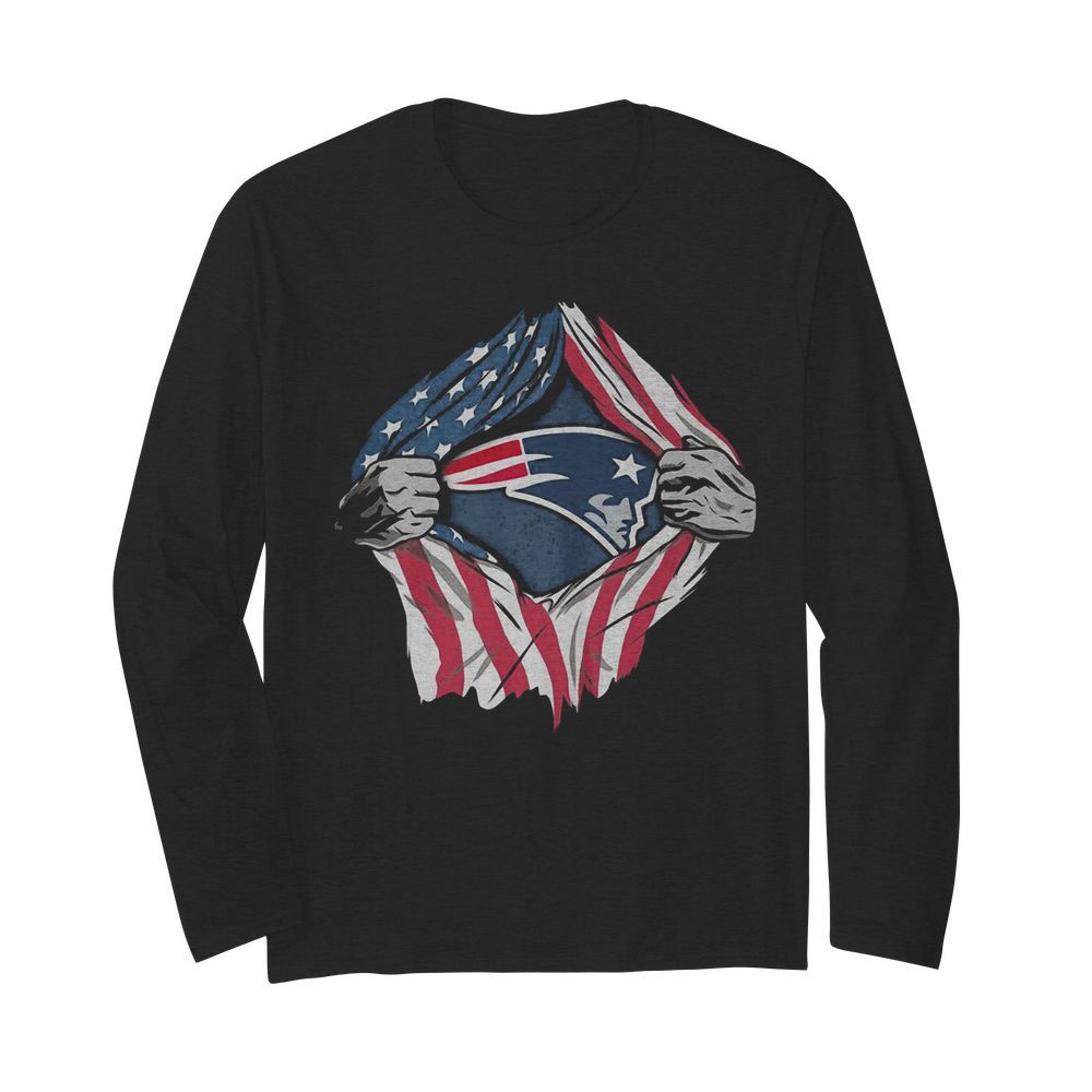 New england patriots football american flag independence day shir Long Sleeved T-shirt 