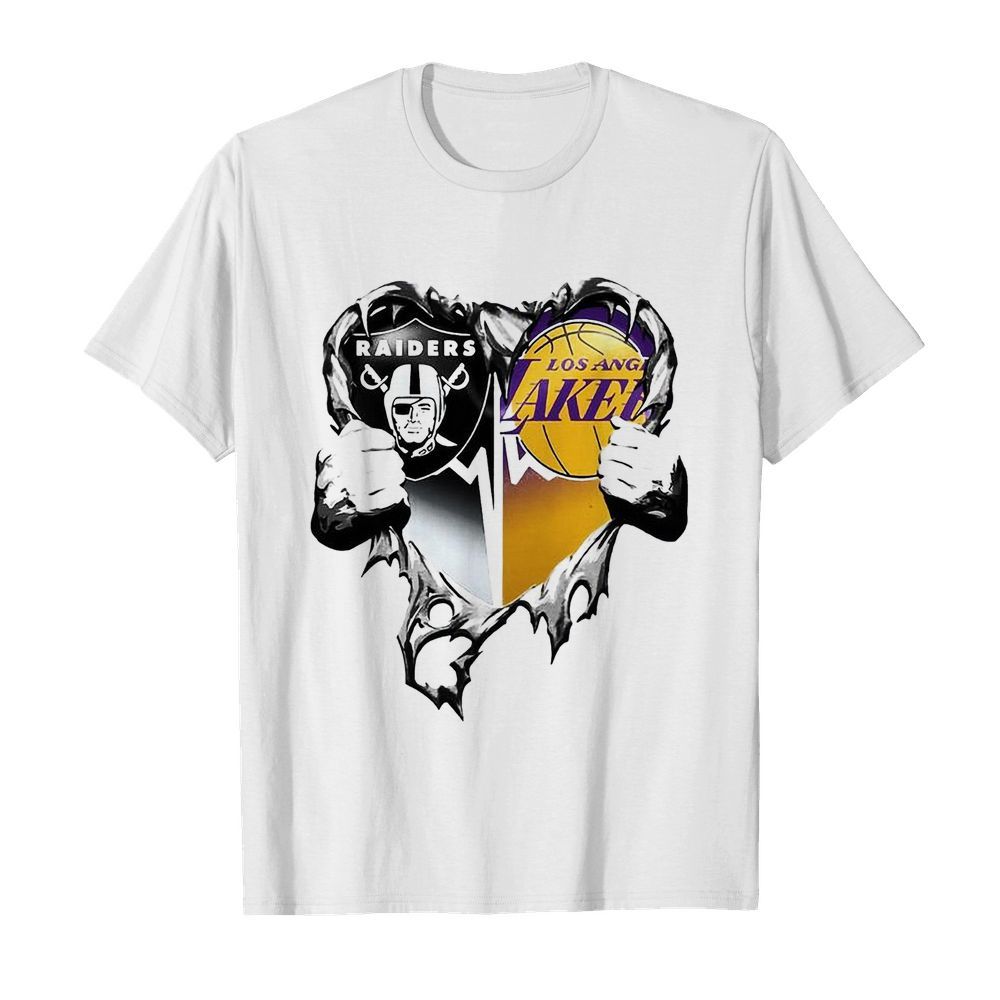 Nice Raiders And Los Angeles Laker Inside Heart shirt