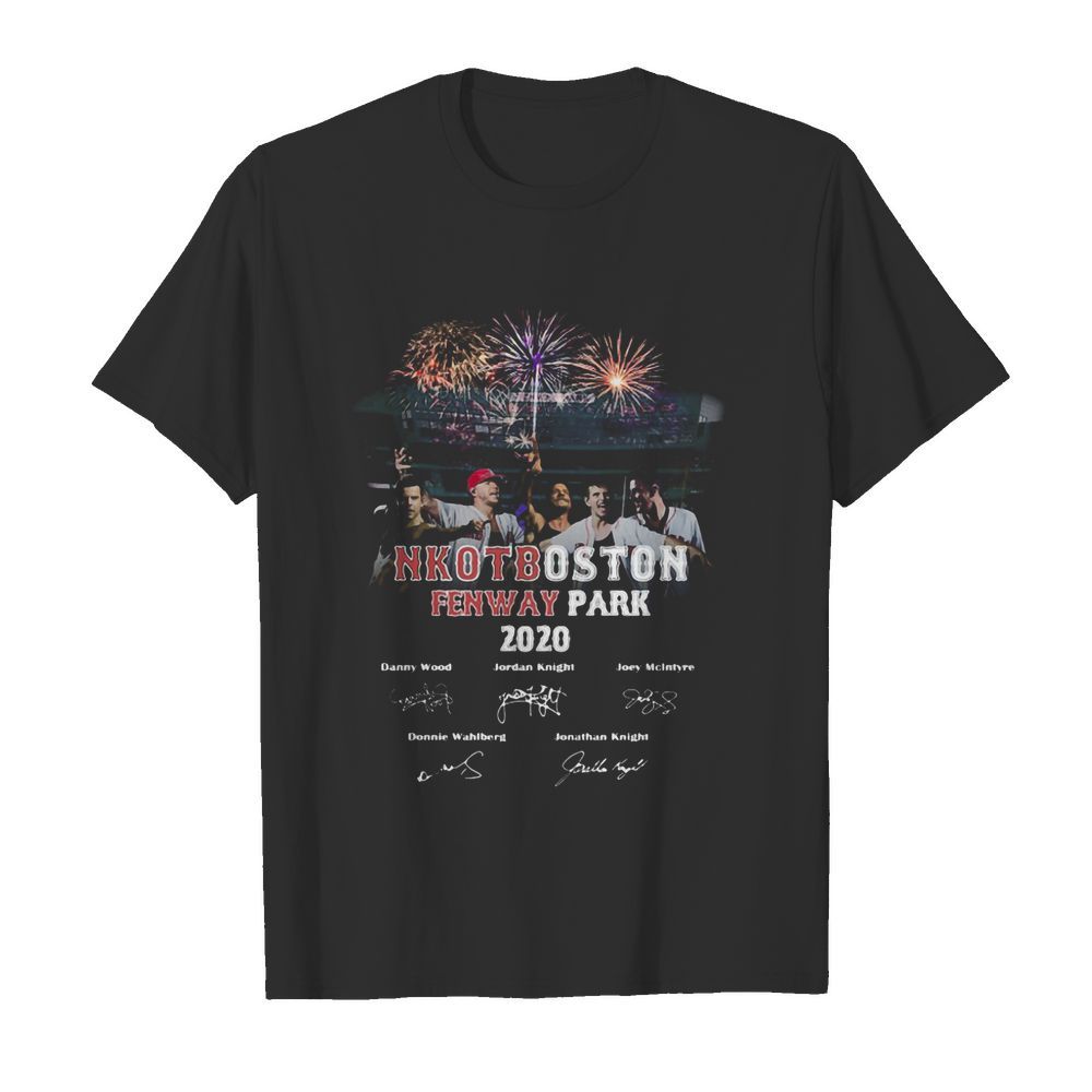 Nkotboston fenway park 2020 signatures firework shirt