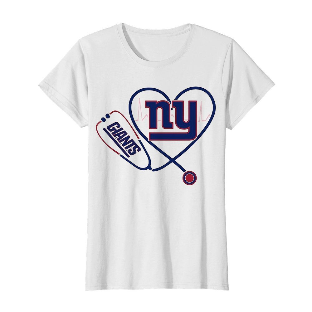 Nurse New York Giants Stethoscope Heartbeat  Classic Women's T-shirt