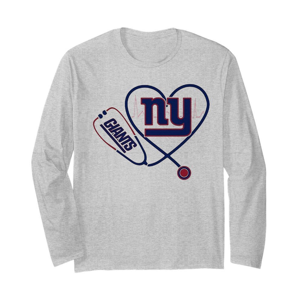 Nurse New York Giants Stethoscope Heartbeat  Long Sleeved T-shirt 