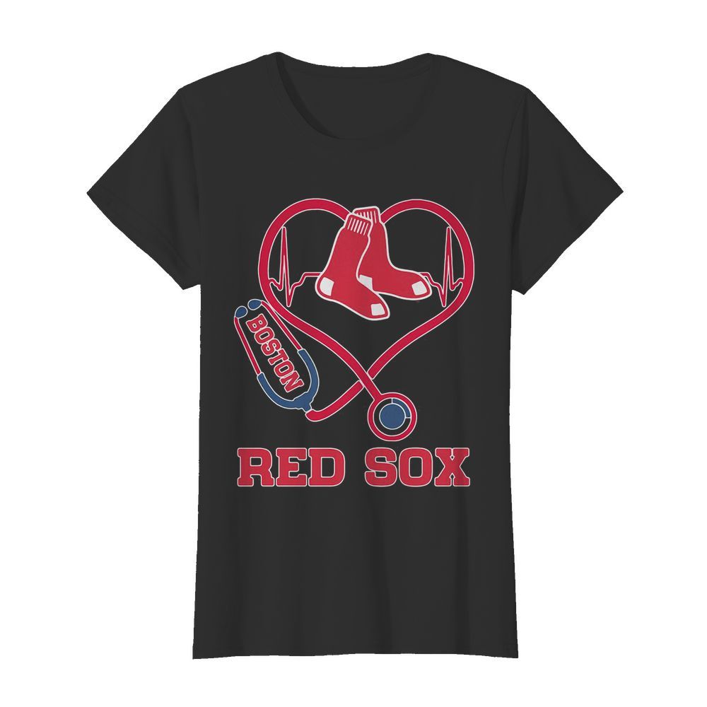 Nurse boston red sox baseball stethoscope heartbeat  Classic Women's T-shirt