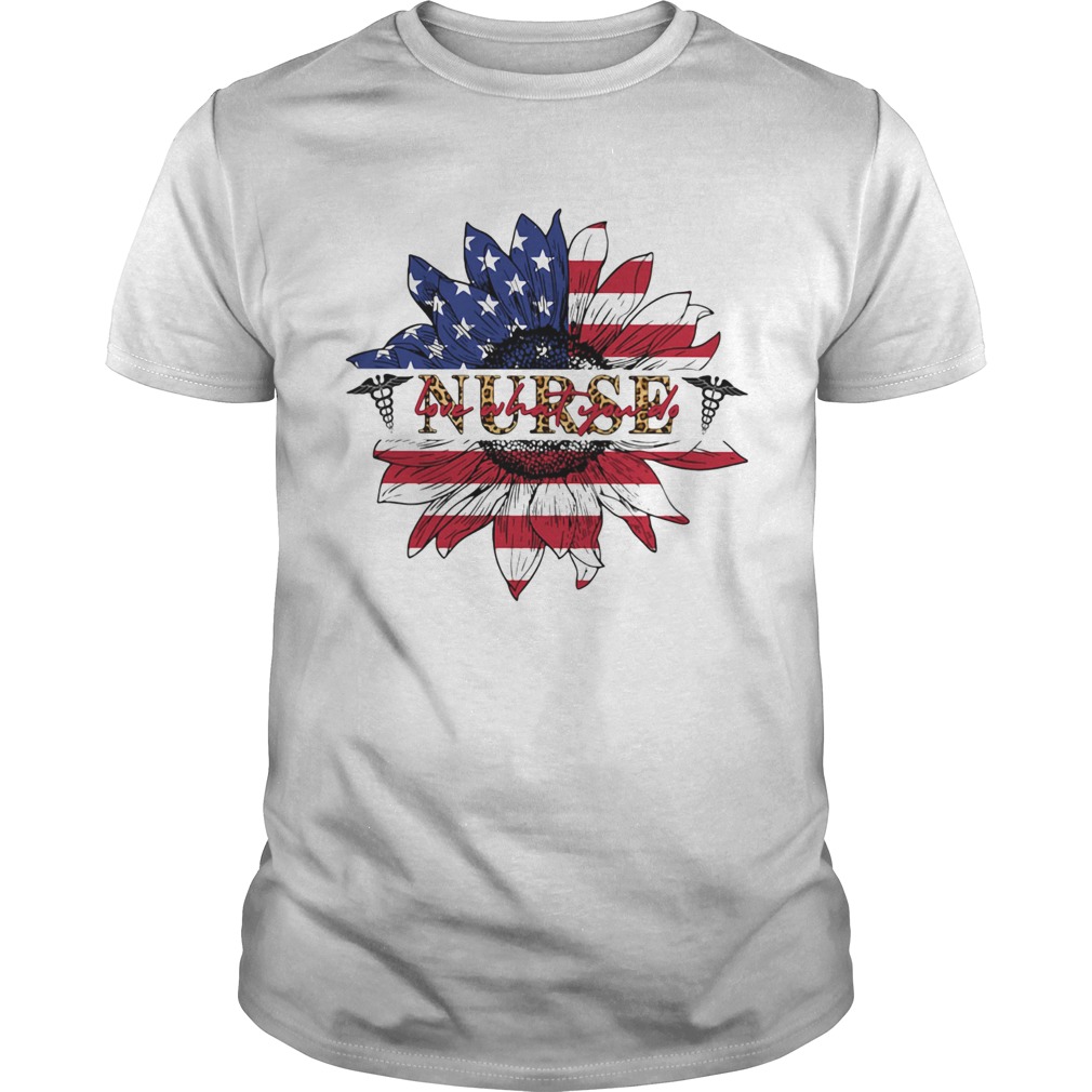 Nurse sunflower American flag veteran Independence Day shirt