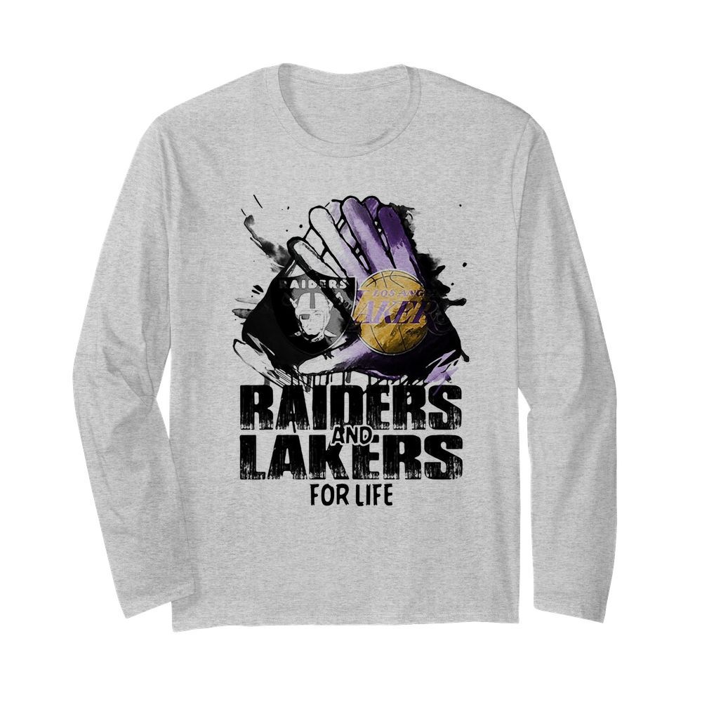 Oakland Raiders and los angeles lakers for life art  Long Sleeved T-shirt 