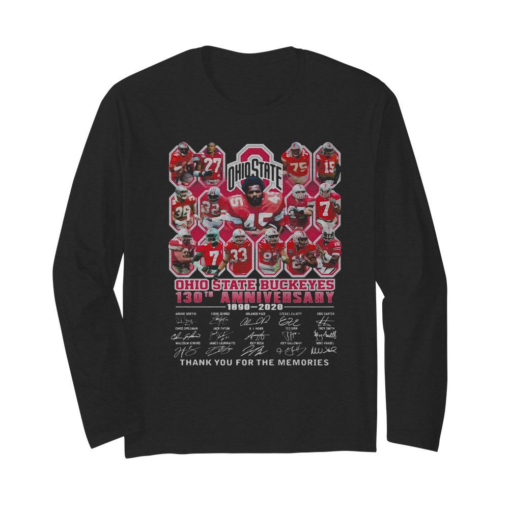 Ohio state buckeyes 130th anniversary 1890 2020 thank you for the memories signatures  Long Sleeved T-shirt 