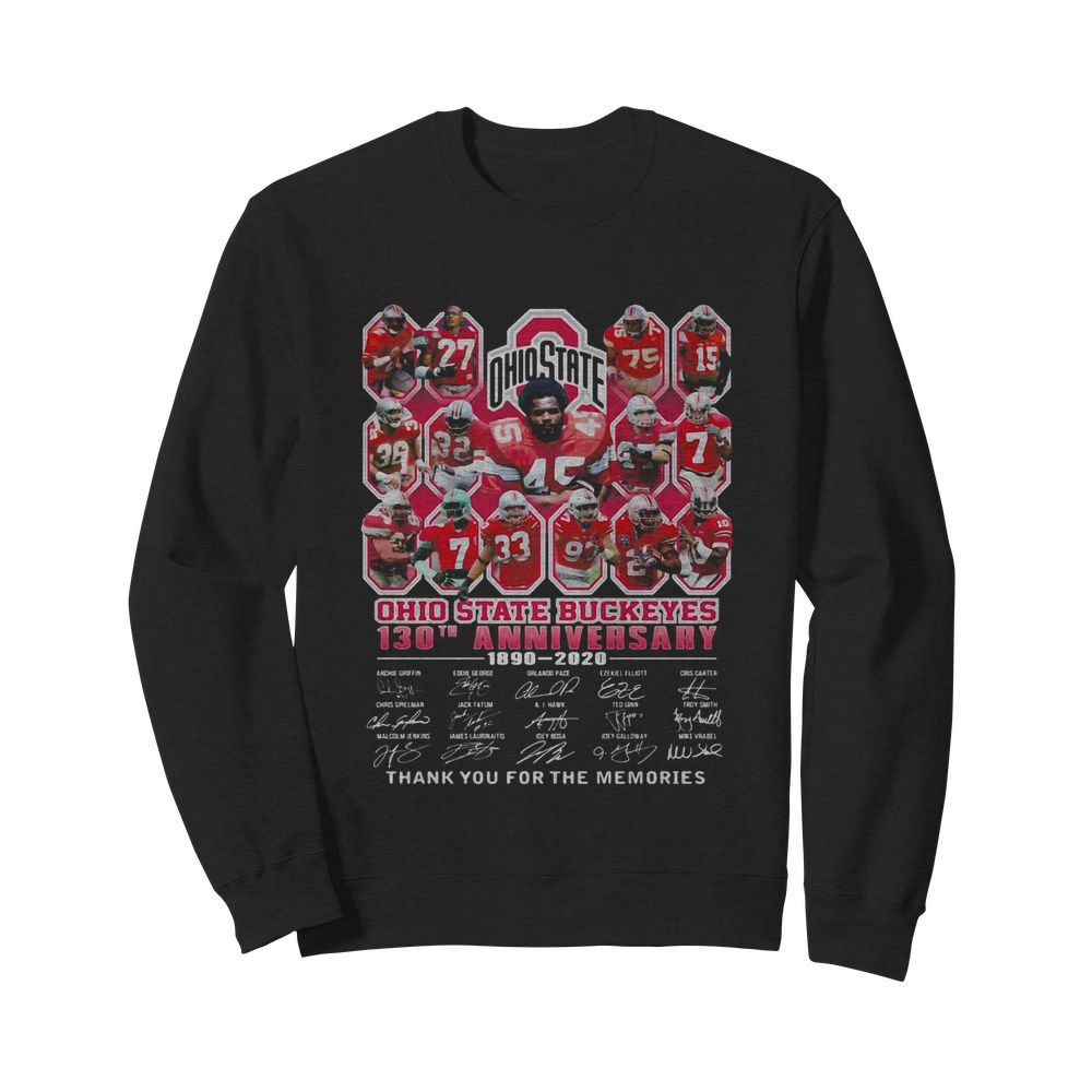 Ohio state buckeyes 130th anniversary 1890 2020 thank you for the memories signatures  Unisex Sweatshirt