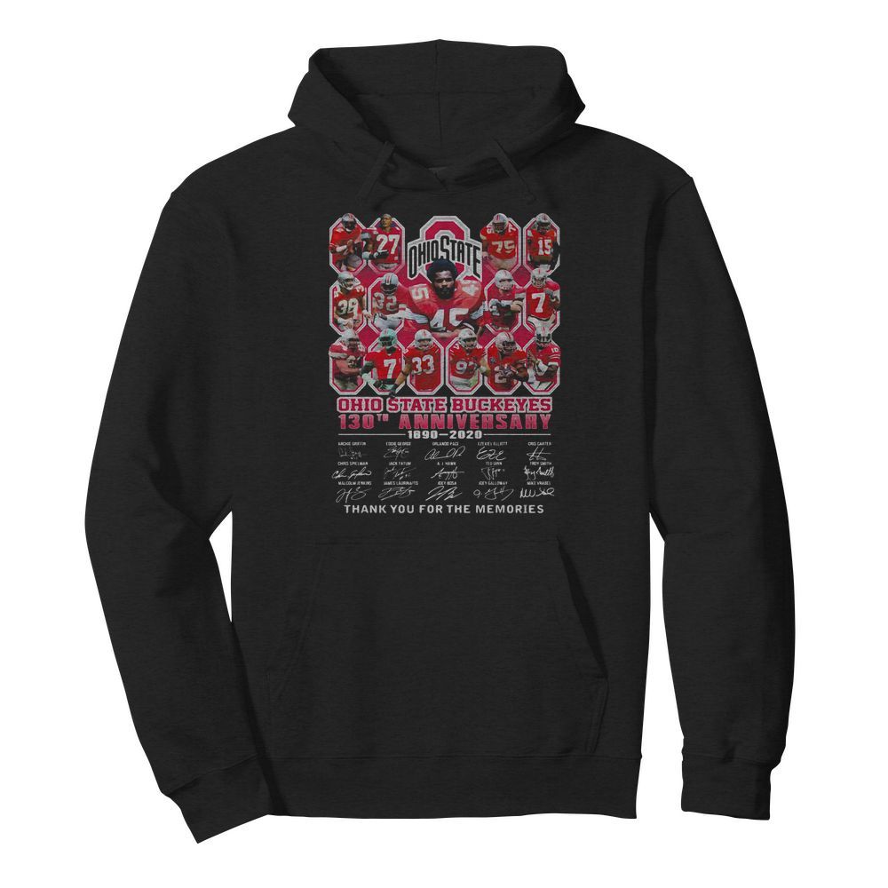 Ohio state buckeyes 130th anniversary 1890 2020 thank you for the memories signatures  Unisex Hoodie