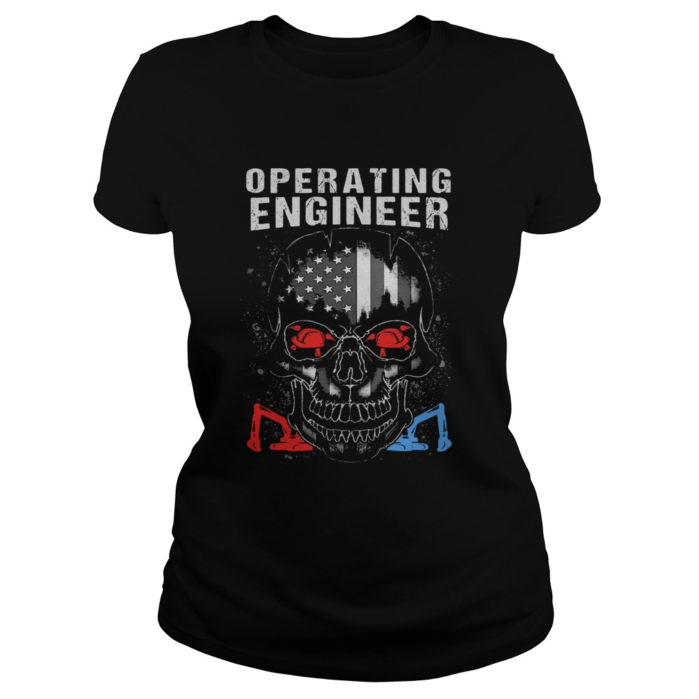 Operating engineer skull American flag veteran Independence Day  Classic Ladies