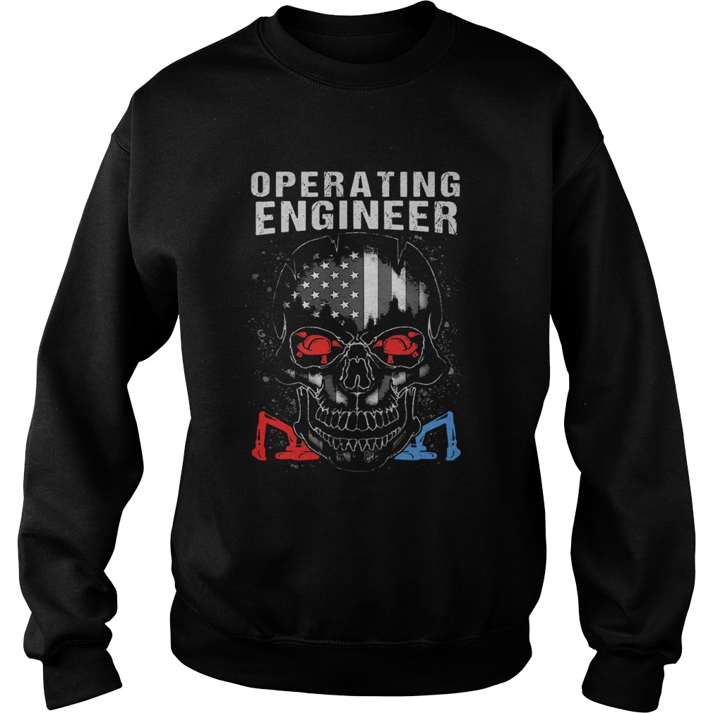 Operating engineer skull American flag veteran Independence Day  Sweatshirt