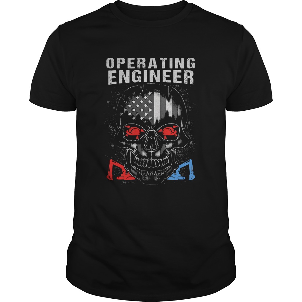 Operating engineer skull American flag veteran Independence Day  Unisex