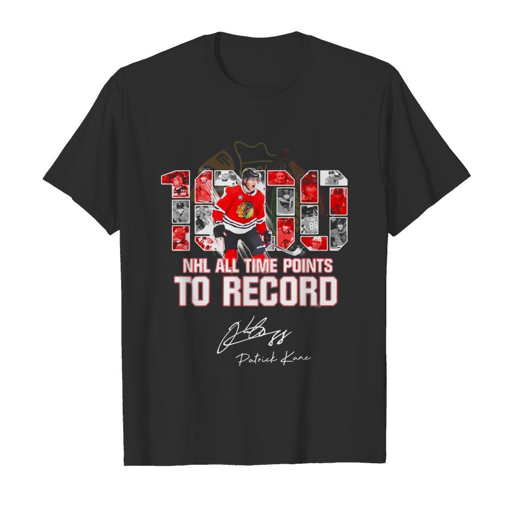 Patrick Kane Chicago Blackhawks 1000 NHL all time points to record signature shirt