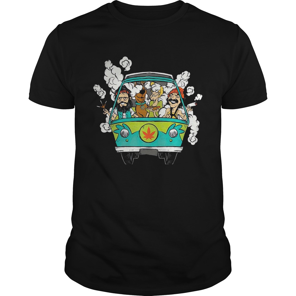 Peace Car Scooby Doo And Hippie Old Man Smoking Weed shirt