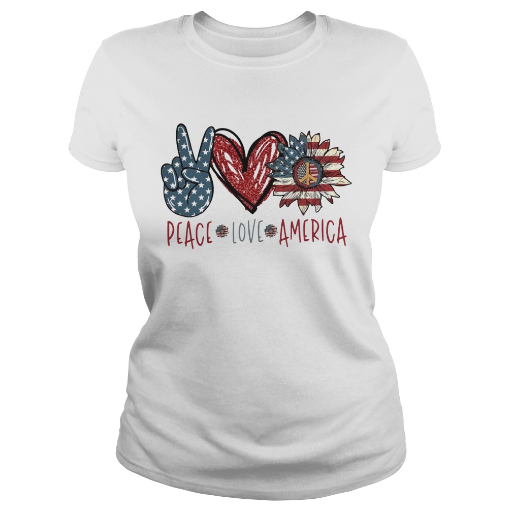 Peace Love Sunflower Cross American Flag Veteran Independence Day  Classic Ladies