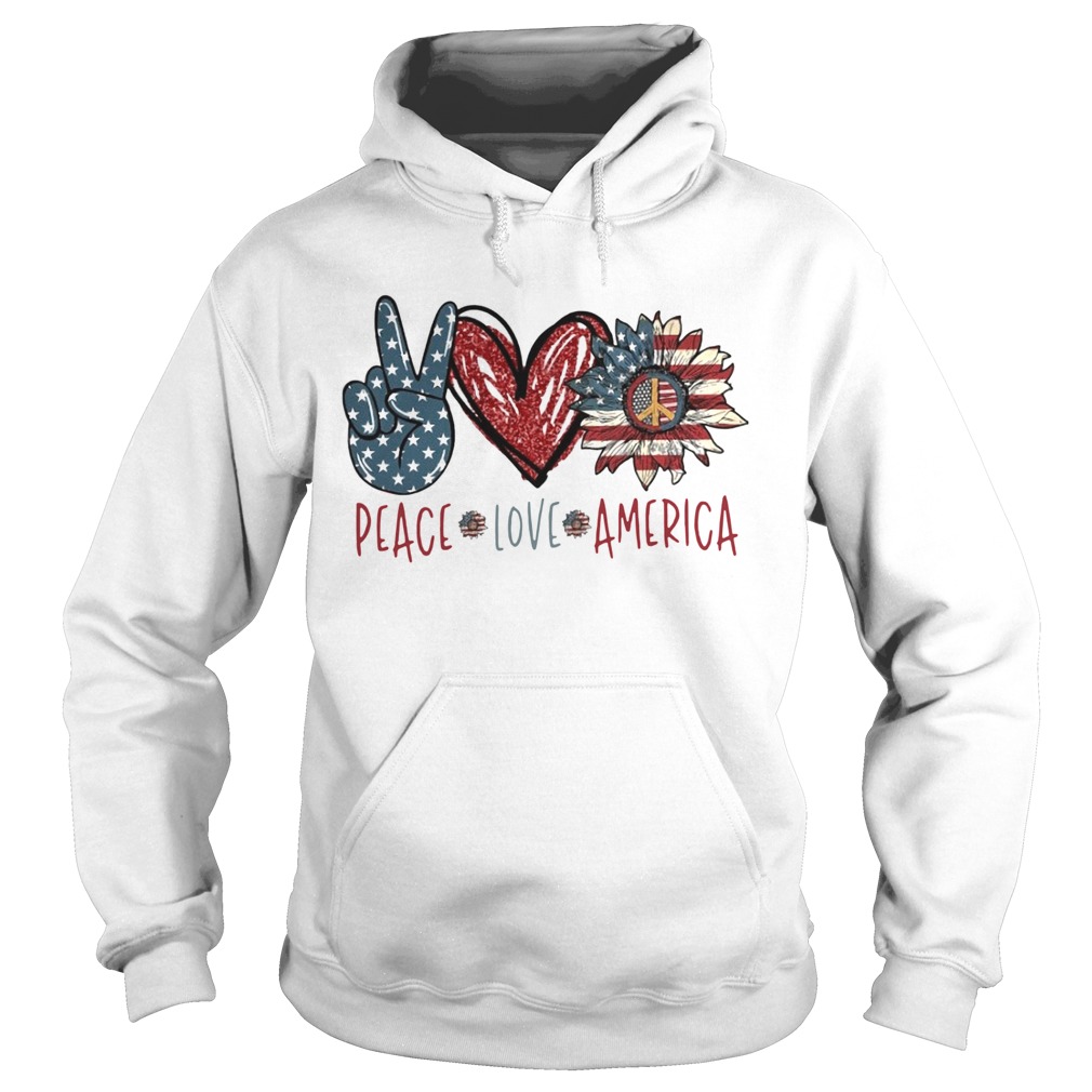 Peace Love Sunflower Cross American Flag Veteran Independence Day  Hoodie