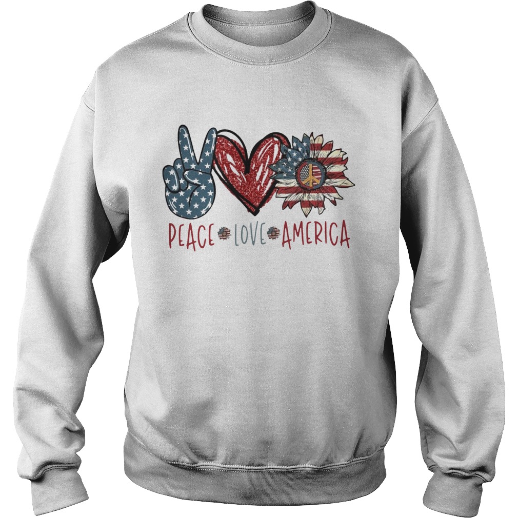 Peace Love Sunflower Cross American Flag Veteran Independence Day  Sweatshirt