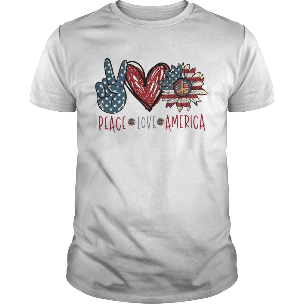 Peace Love Sunflower Cross American Flag Veteran Independence Day  Unisex