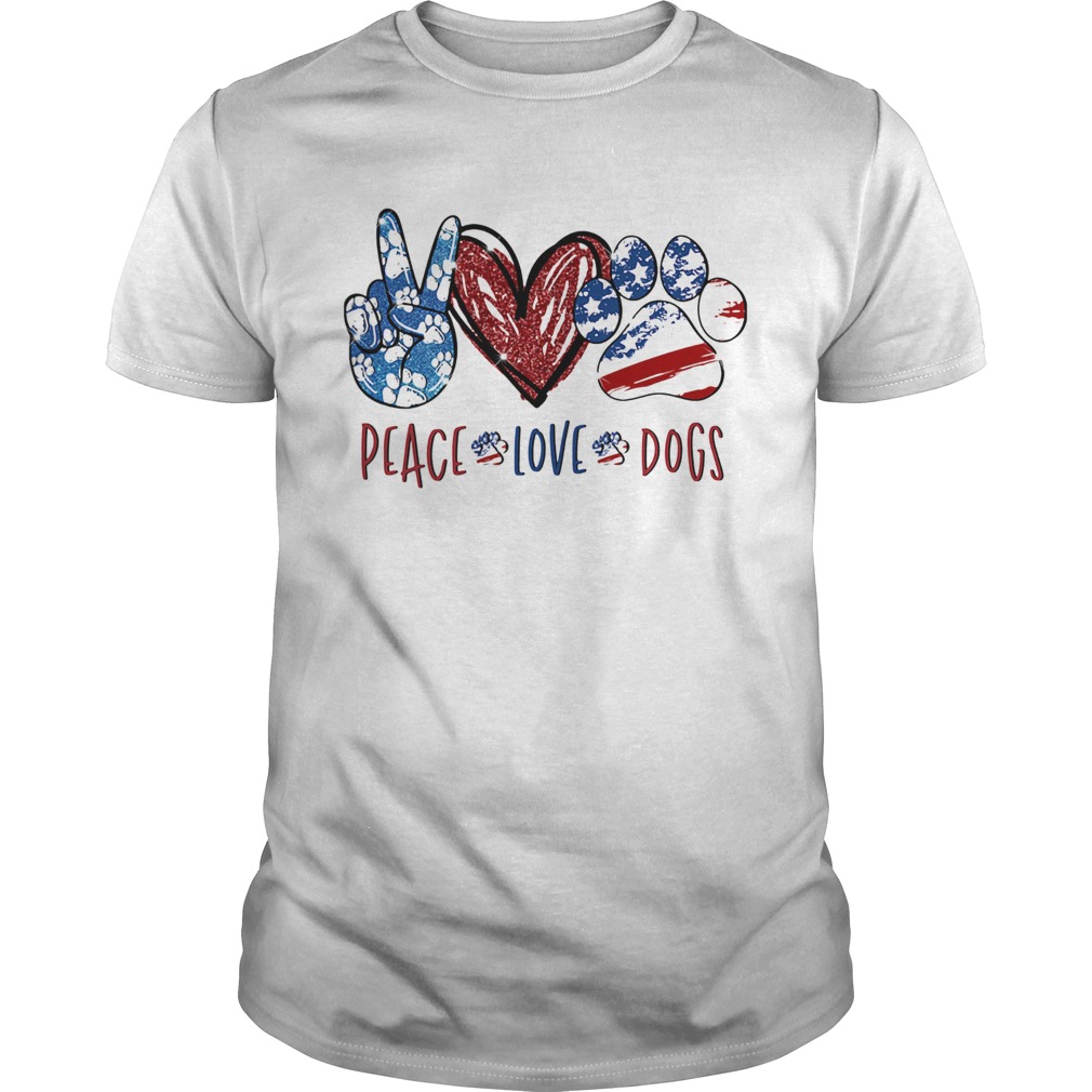 Peace love dogs paw heart shirt