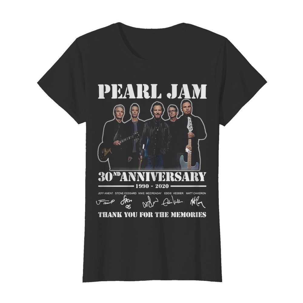 Pearl Jam 30th Anniversary 1990 2020 Signatures Thank You For The Memories  Classic Women's T-shirt