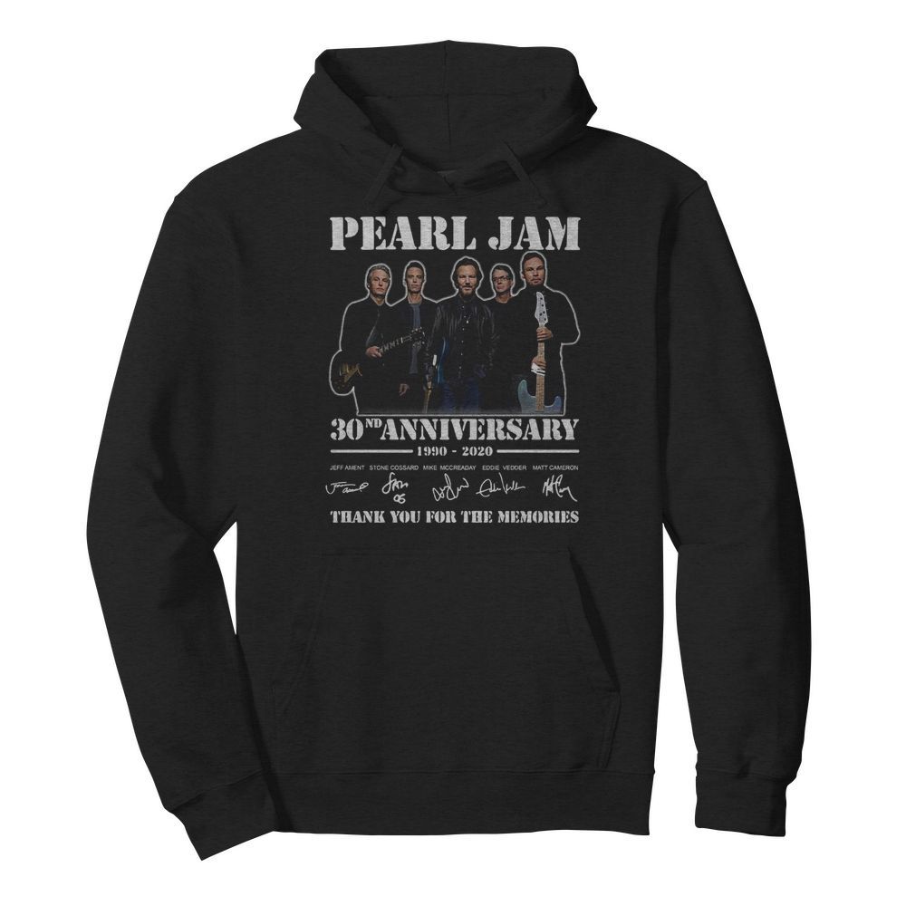 Pearl Jam 30th Anniversary 1990 2020 Signatures Thank You For The Memories  Unisex Hoodie