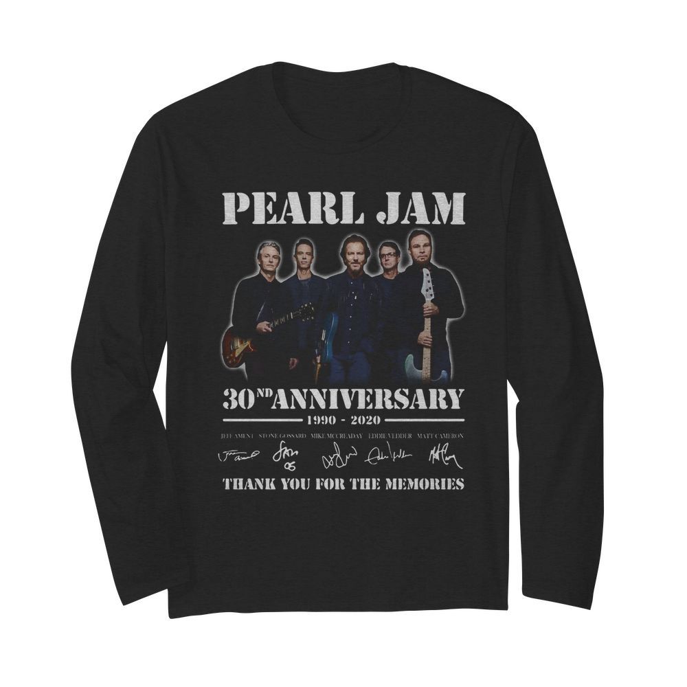 Pearl Jam 30th Anniversary 1990-2020 Thank You For The Memories Signature  Long Sleeved T-shirt 