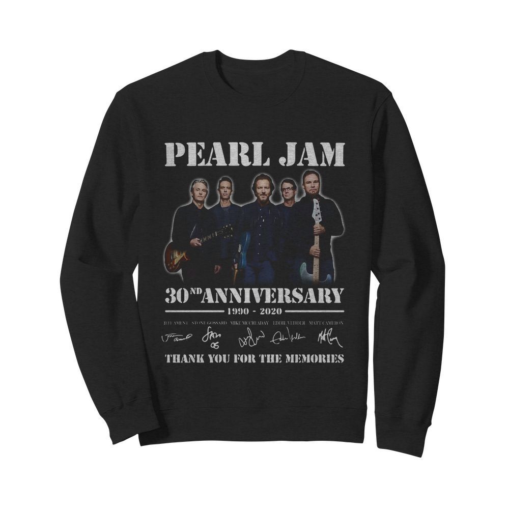 Pearl Jam 30th Anniversary 1990-2020 Thank You For The Memories Signature  Unisex Sweatshirt