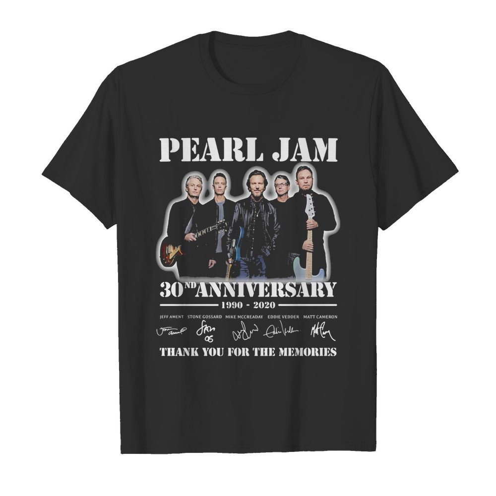 Pearl jam band 30nd anniversary 1990 2020 thank you for the memories signatures shirt