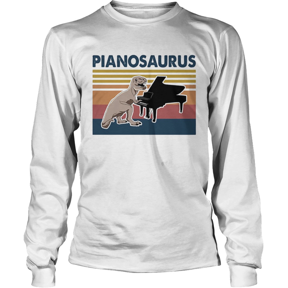 Pianosaurus dinosaur playing piano vintage  Long Sleeve