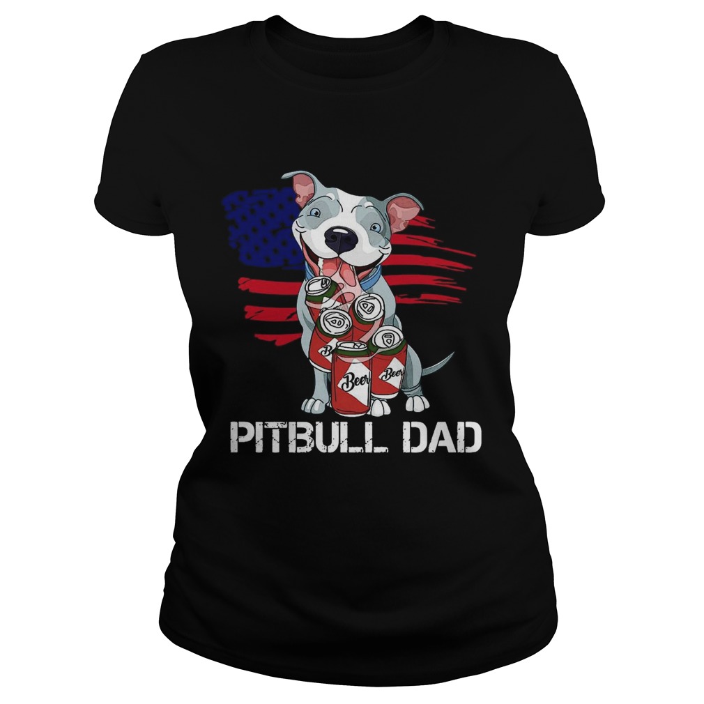 Pitbull Dad Beer American Flag  Classic Ladies