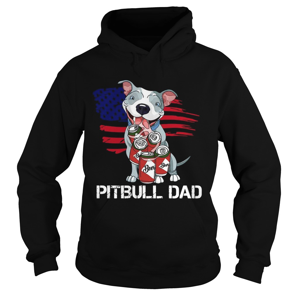 Pitbull Dad Beer American Flag  Hoodie