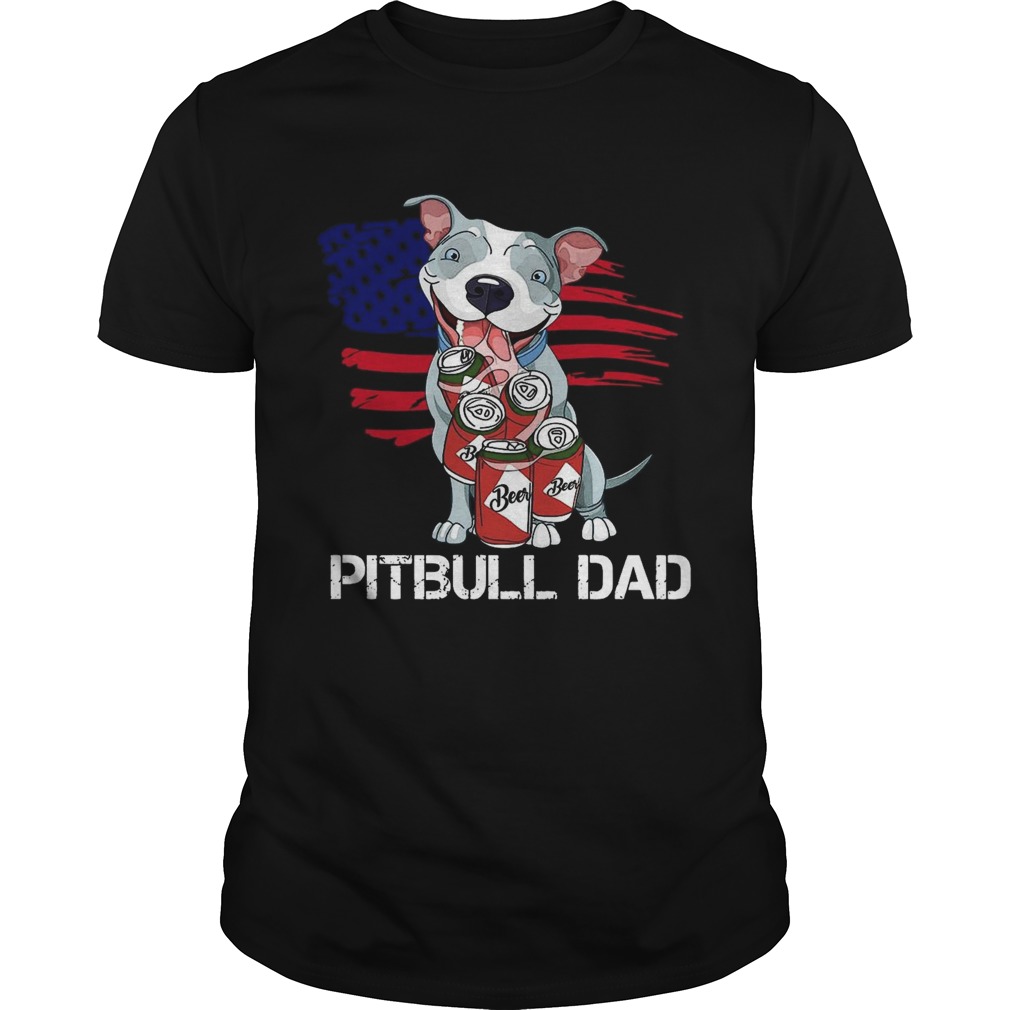 Pitbull Dad Beer American Flag  Unisex