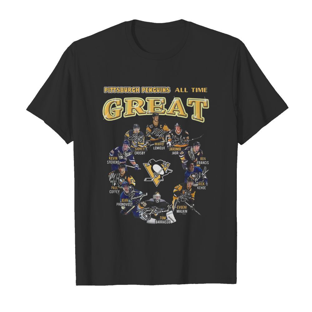 Pittsburgh penguins hockey all-time great signatures shirt